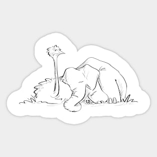 Ostrich & Elephant Snuggle Sticker